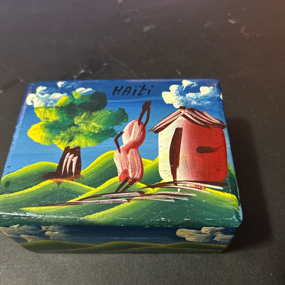 Hand-Painted Haitian Wooden Box